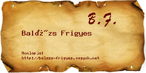 Balázs Frigyes névjegykártya